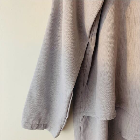 Abigail Asymmetric Hemline Roll Tab Sleeve Blouse - Picture 3 of 7